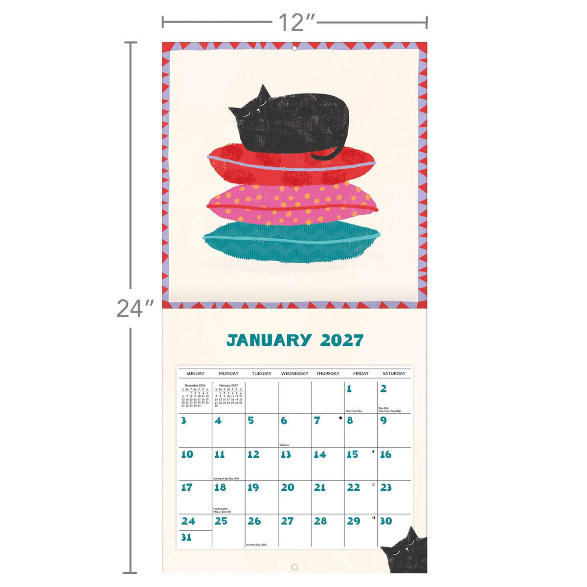 2027 Funky Cats - Square Wall Calendar