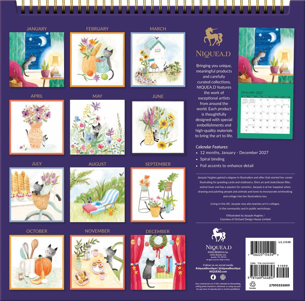 2027 Cute Cats - Spiral Square Wall Calendar