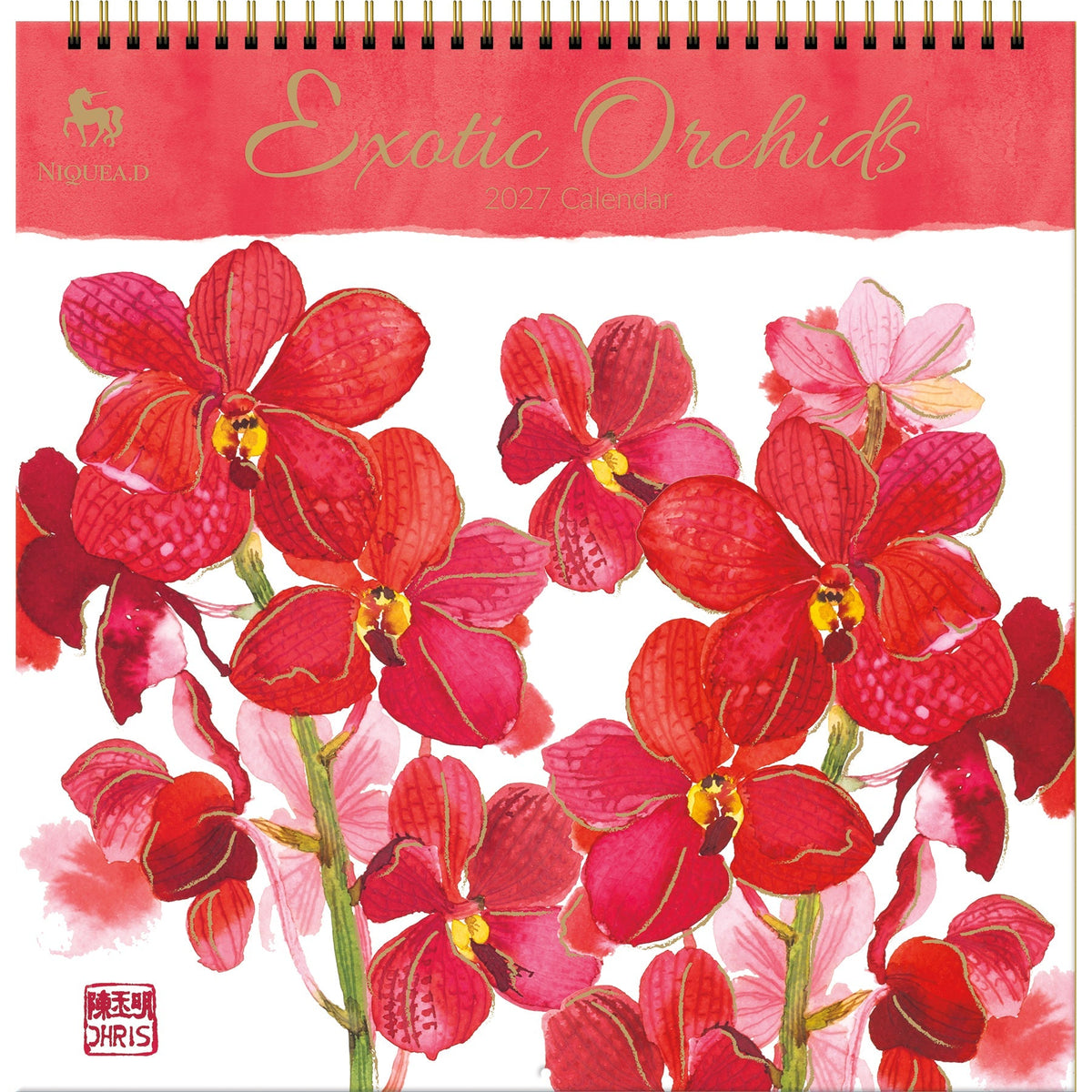 2027 Exotic Orchids - Spiral Square Wall Calendar