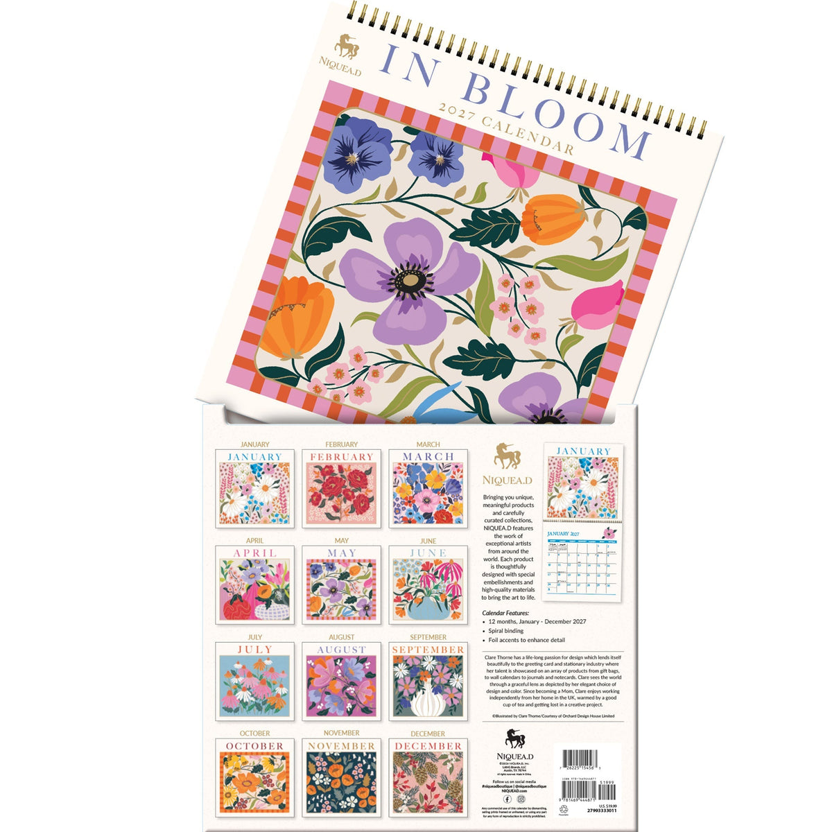 2027 In Bloom - Spiral Square Wall Calendar