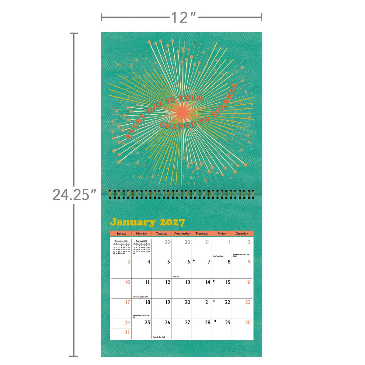 2027 Sunshine Affirmations - Spiral Square Wall Calendar
