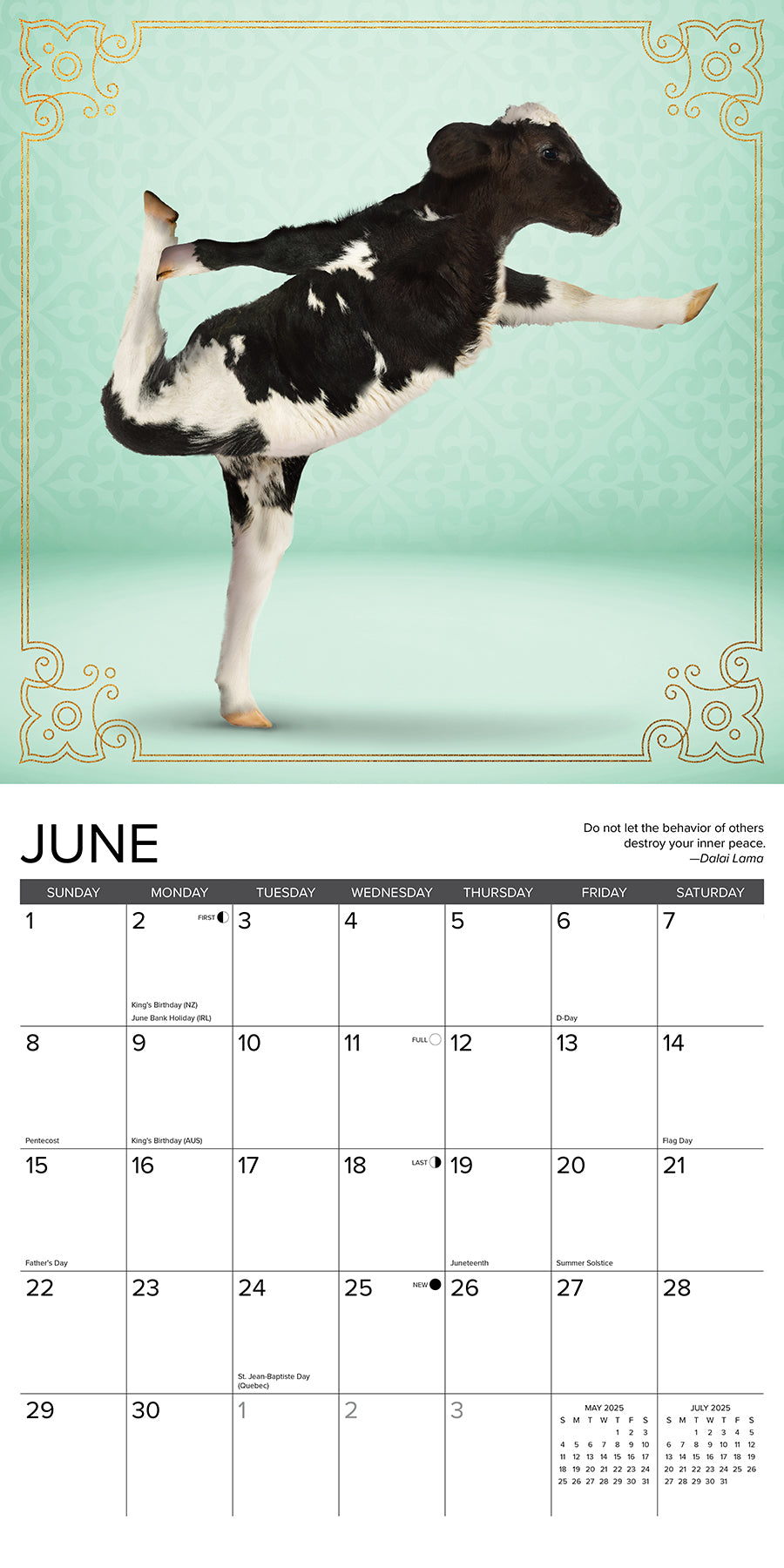 2025 Cow Yoga - Square Wall Calendar