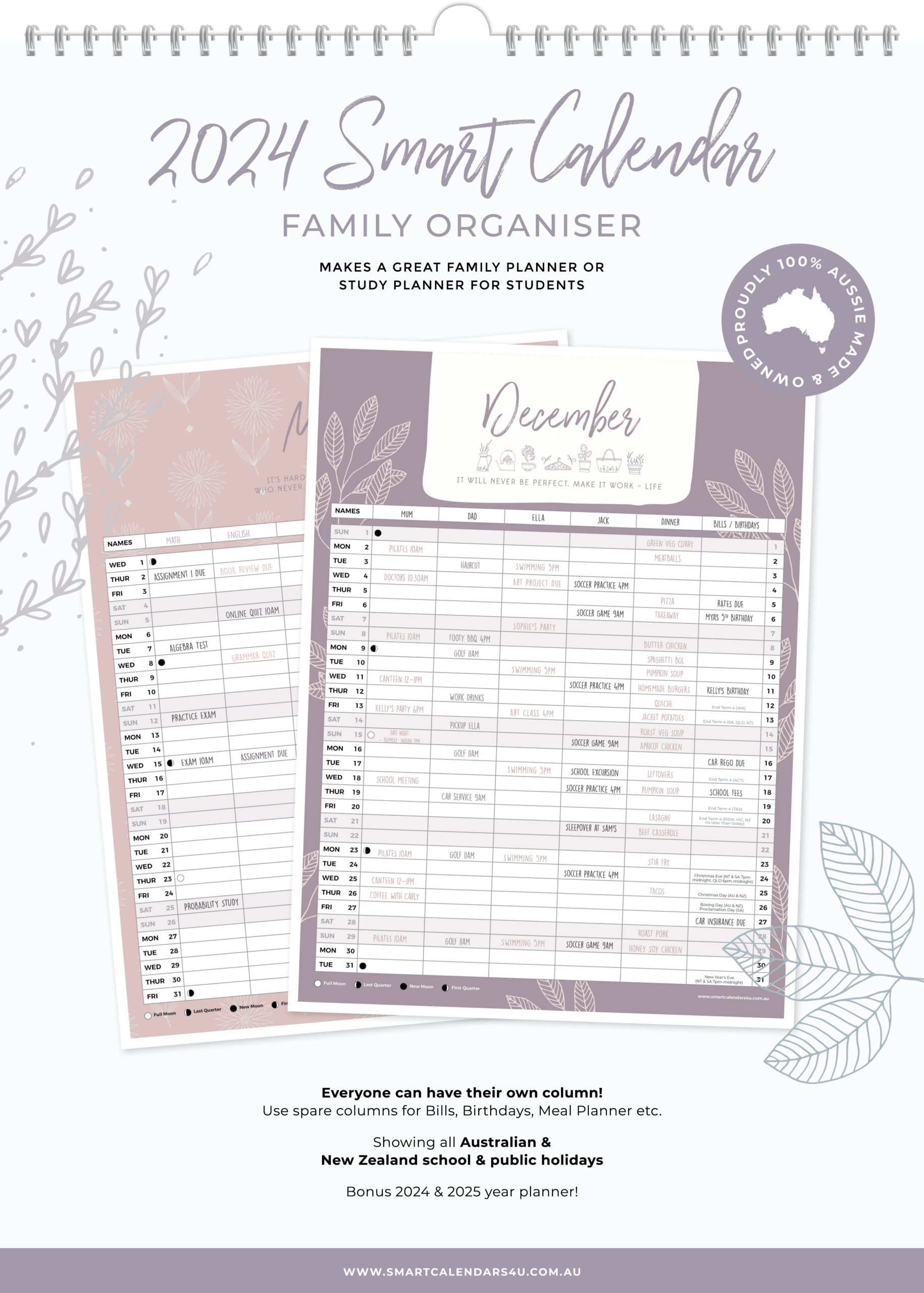 2024 Hygge (Australian Family Organiser) - A3 Wall Calendar