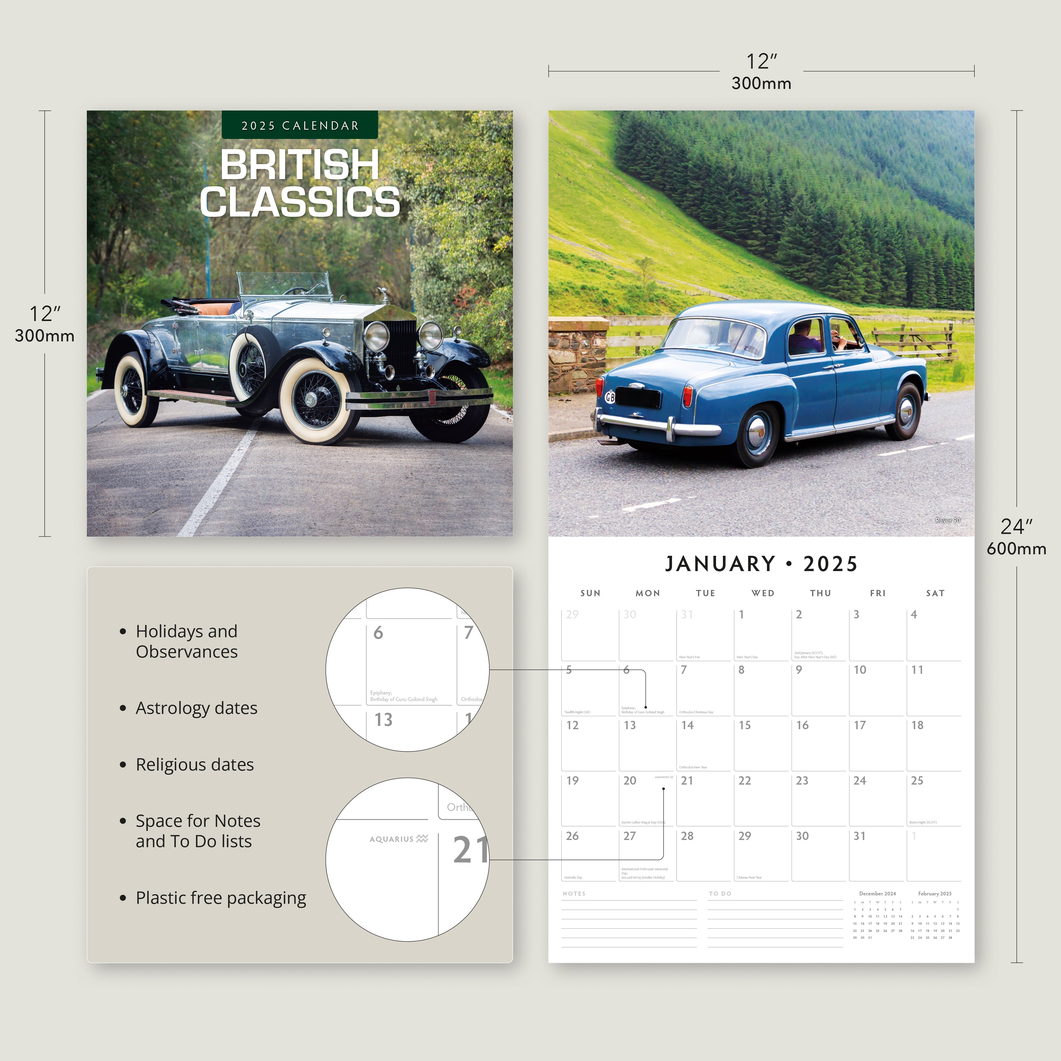 2025 British Classics - Square Wall Calendar