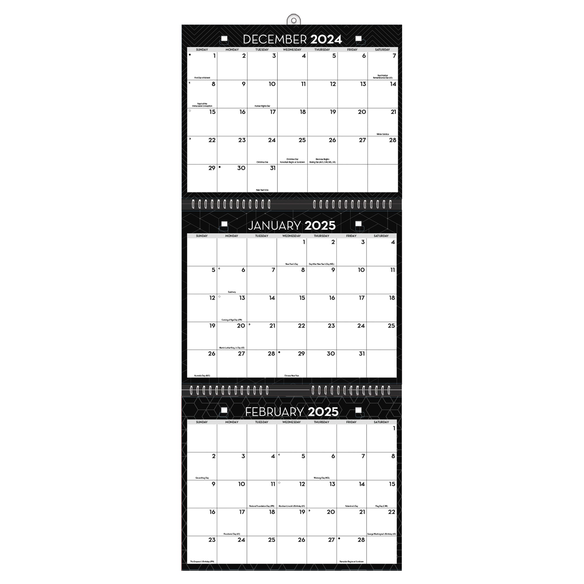 2025 Office Tri-View - 3-Month View Wall Calendar