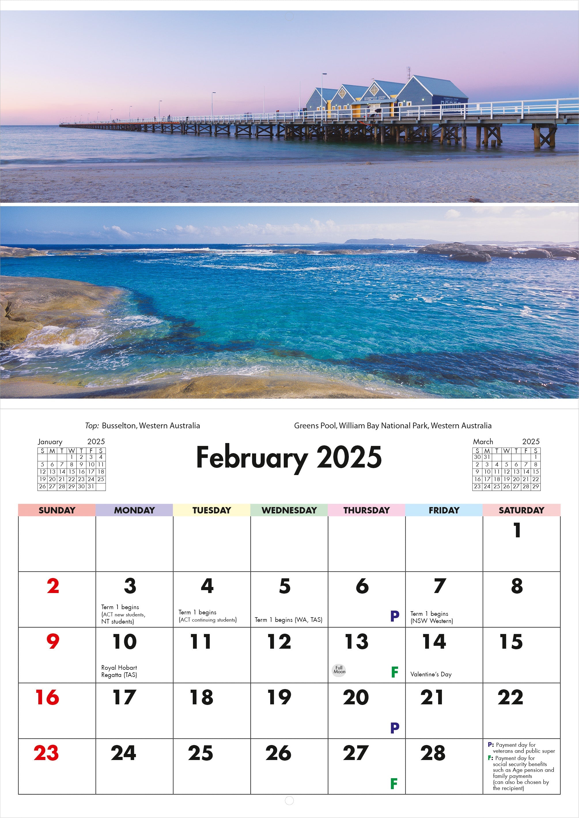 2025 Australian Beaches - Horizontal Wall Calendar