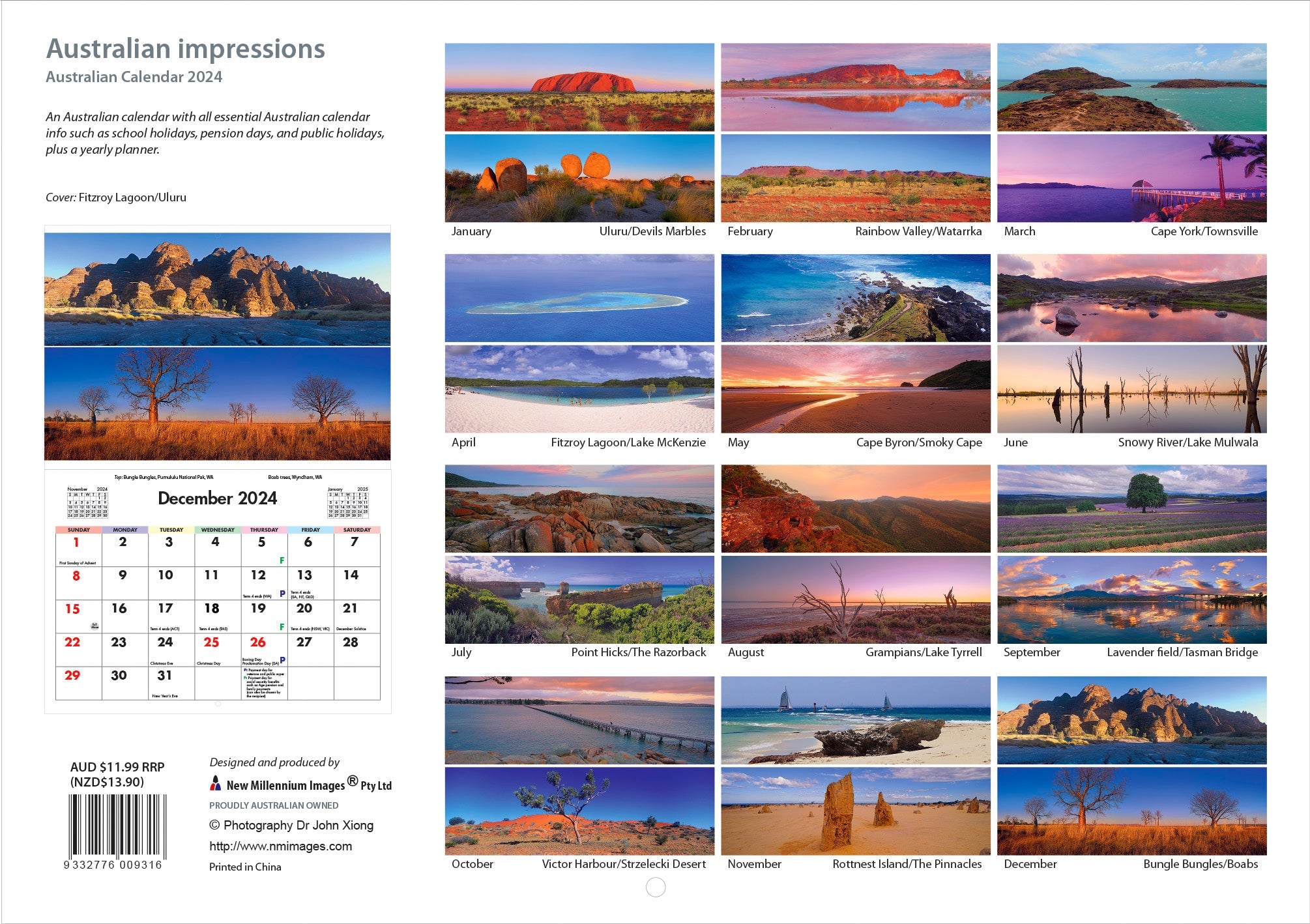 2024 Australian Impressions - Horizontal Wall Calendar