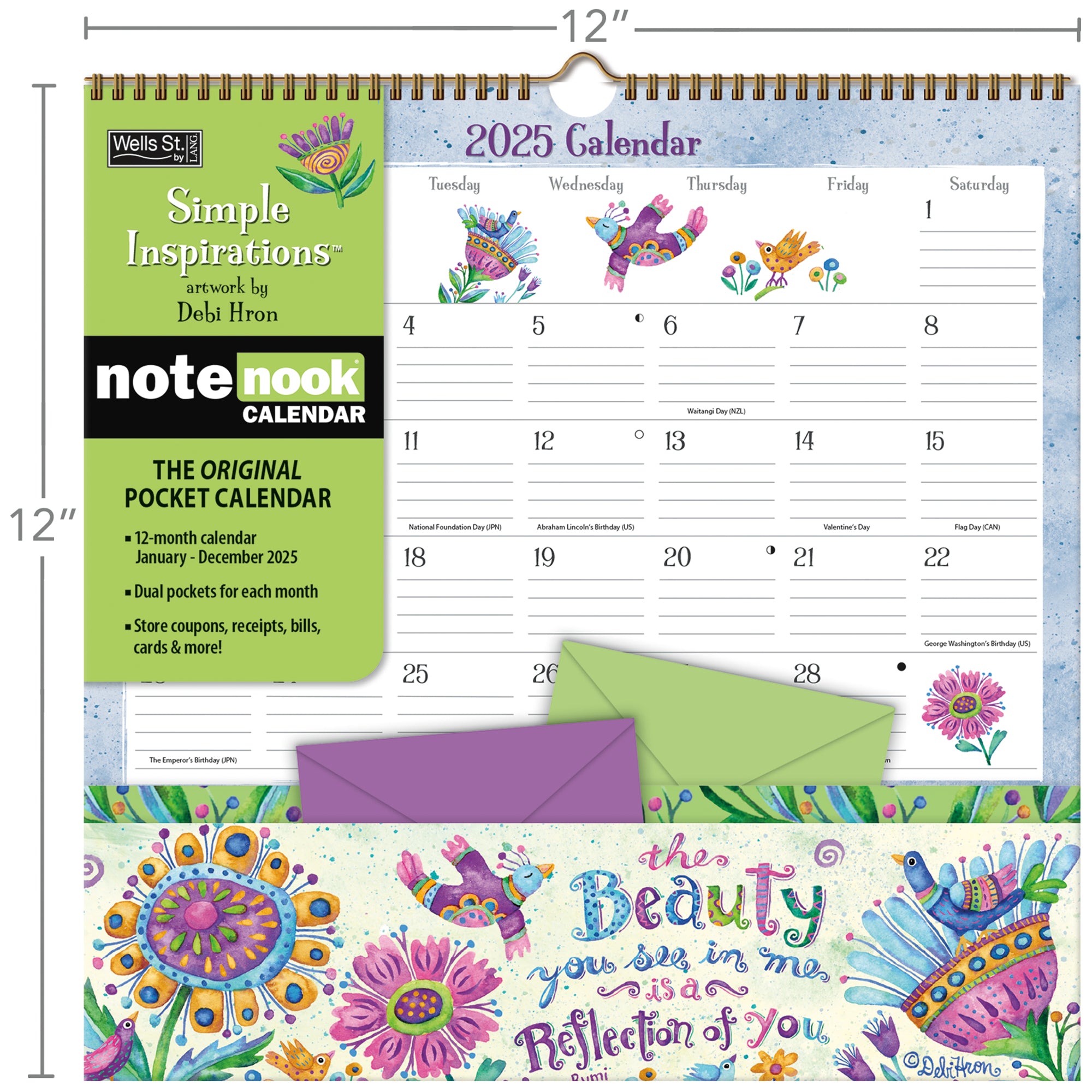 2025 Simple Inspirations - Note Nook Square Wall Calendar