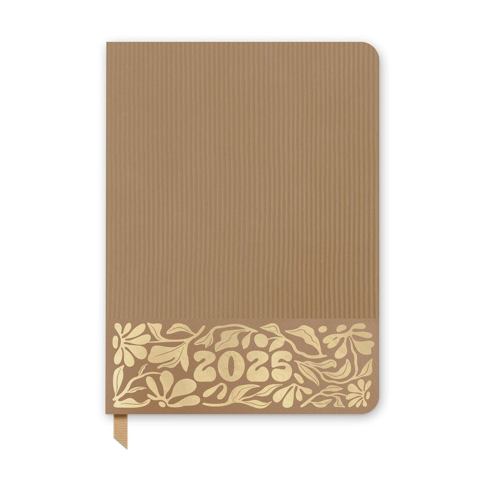 2025 Leaves on Hazelnut Medium Dual - Textured Weekly & Monthly Diary/Planner