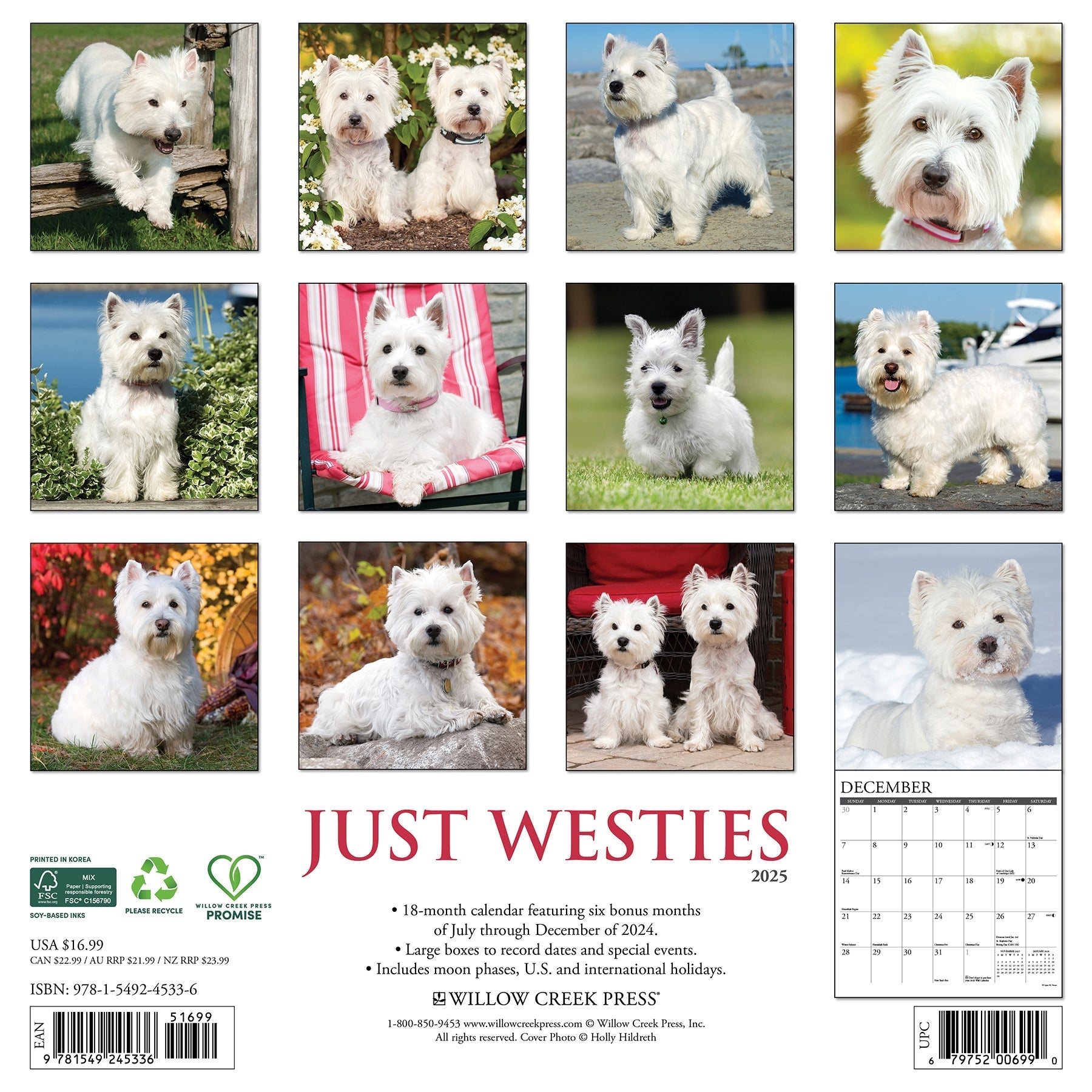 2025 Westies - Square Wall Calendar