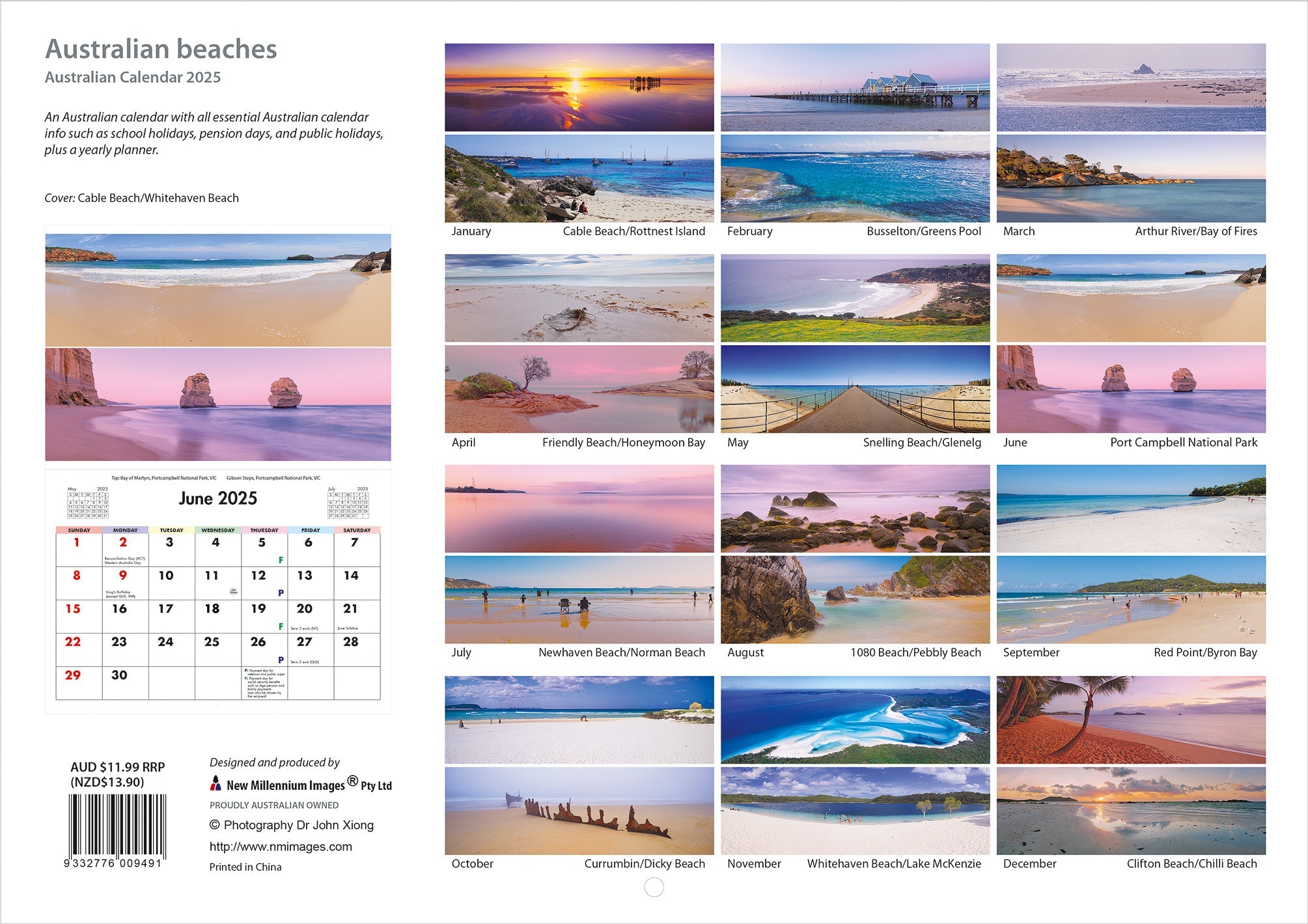 2025 Australian Beaches - Horizontal Wall Calendar