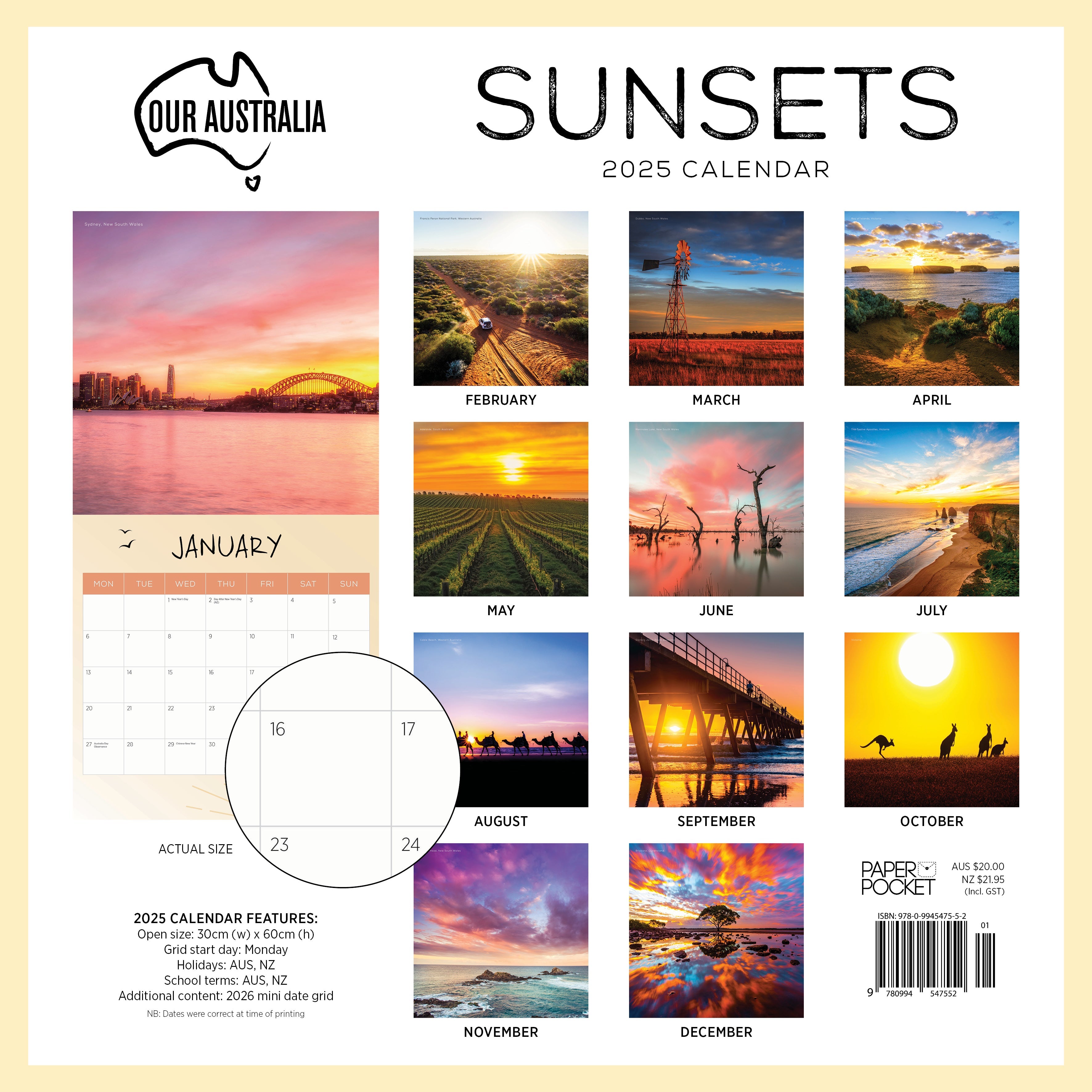 2025 Our Australia Sunsets - Square Wall Calendar