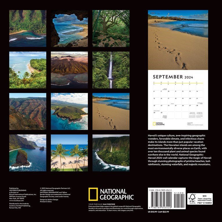 2025 National Geographic Hawaii Square Wall Calendar