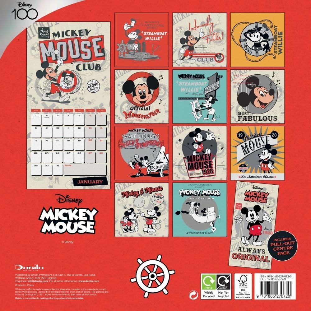 2024 Mickey Mouse Classic Square Wall Calendar