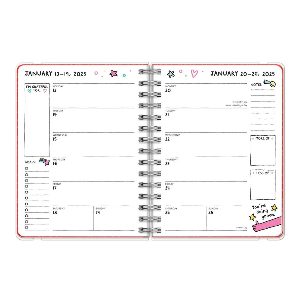 2025 Doodle Days - Deluxe Compact Flexi Weekly & Monthly Diary/Planner