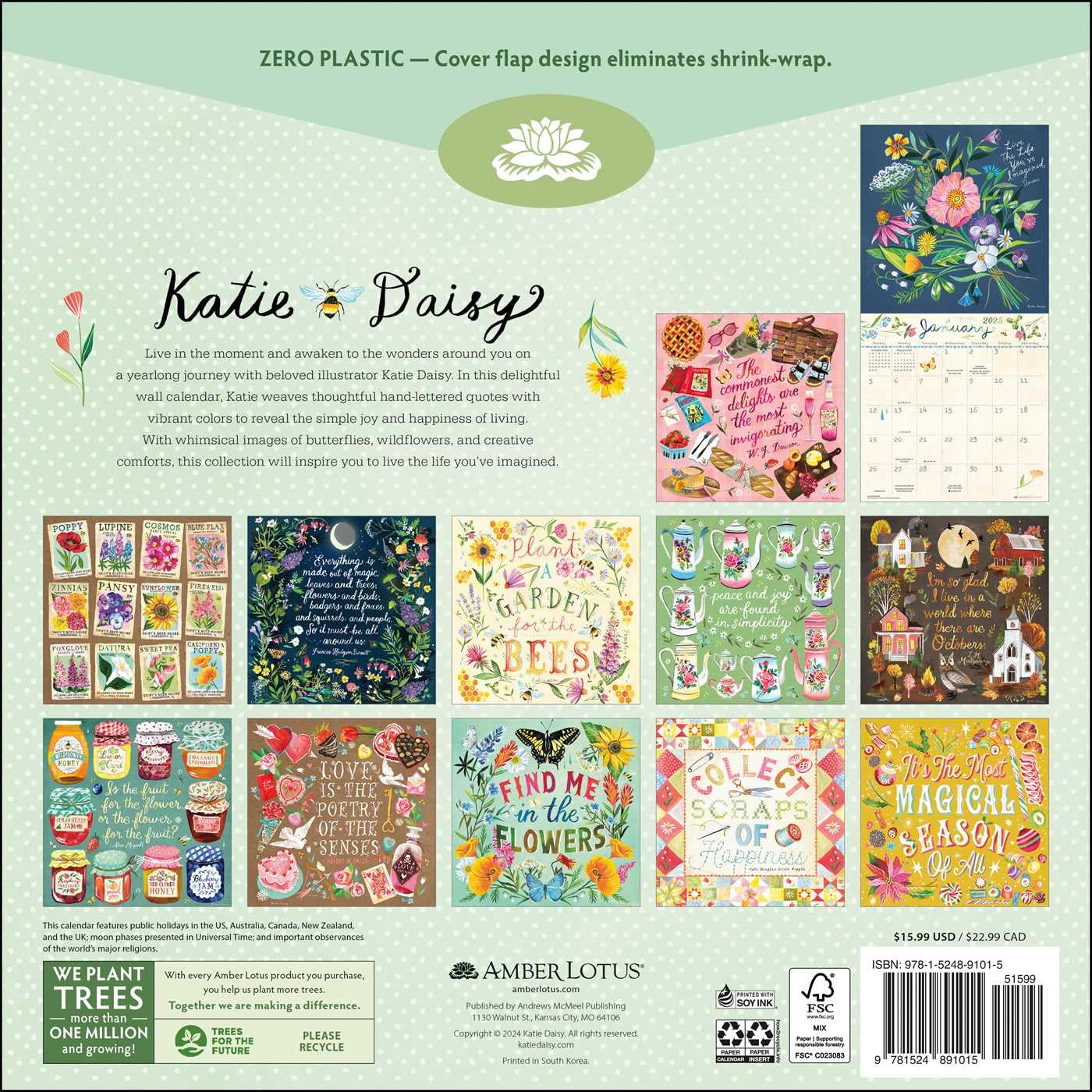 2025 Katie Daisy: Find Me in the Flowers - Square Wall Calendar