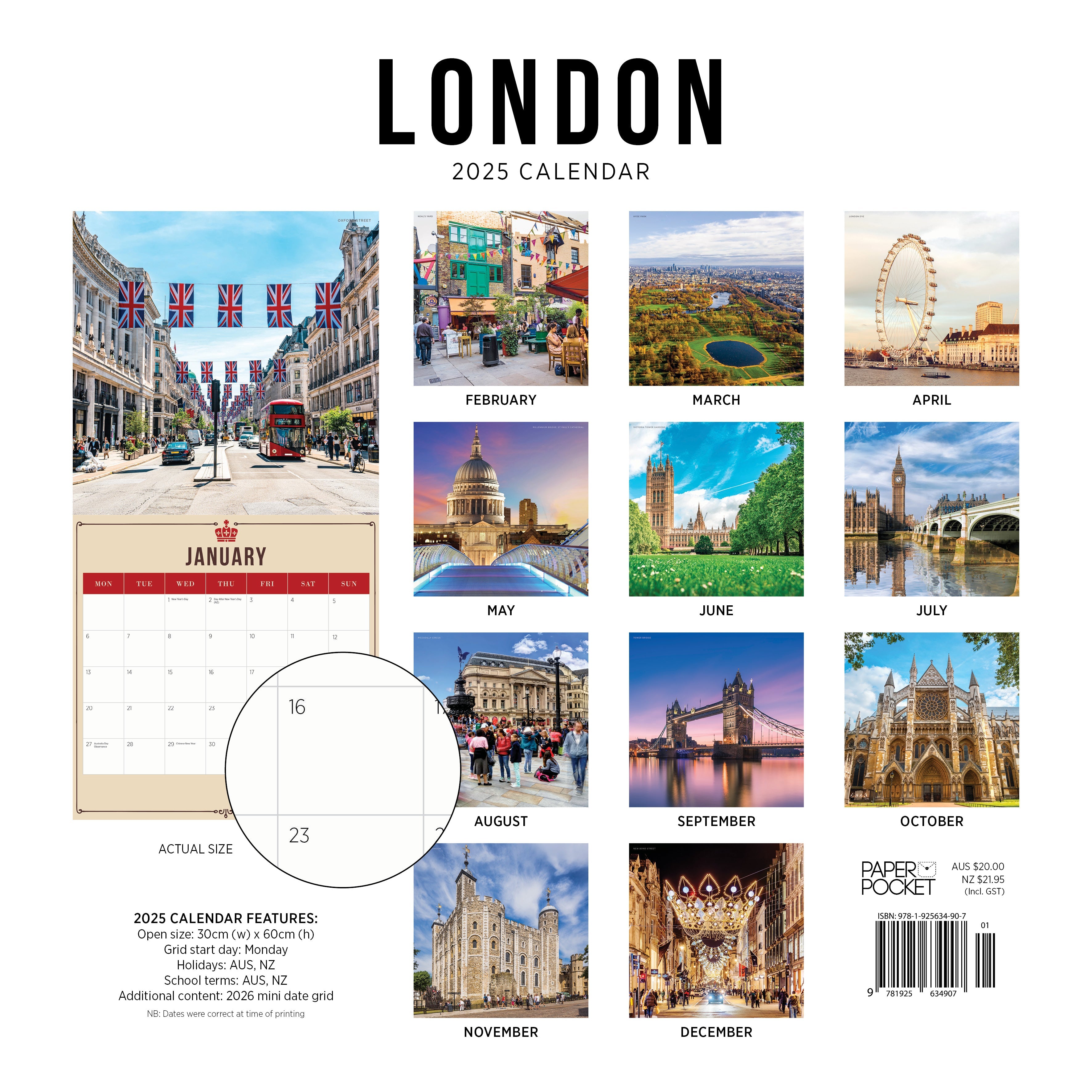 2025 London - Square Wall Calendar