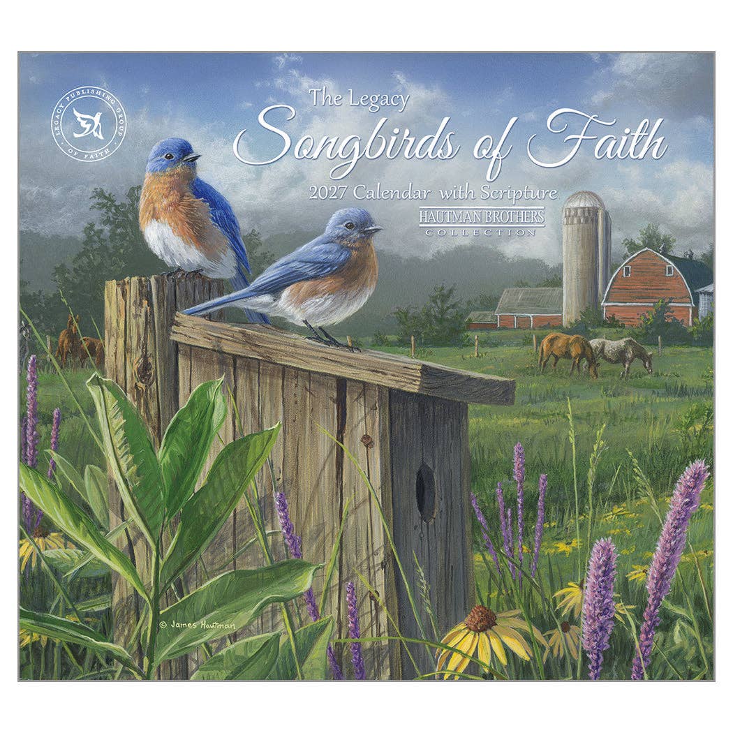 2027 Songbirds Of Faith - Scripture - Deluxe Wall Calendar by Susan Bourdet