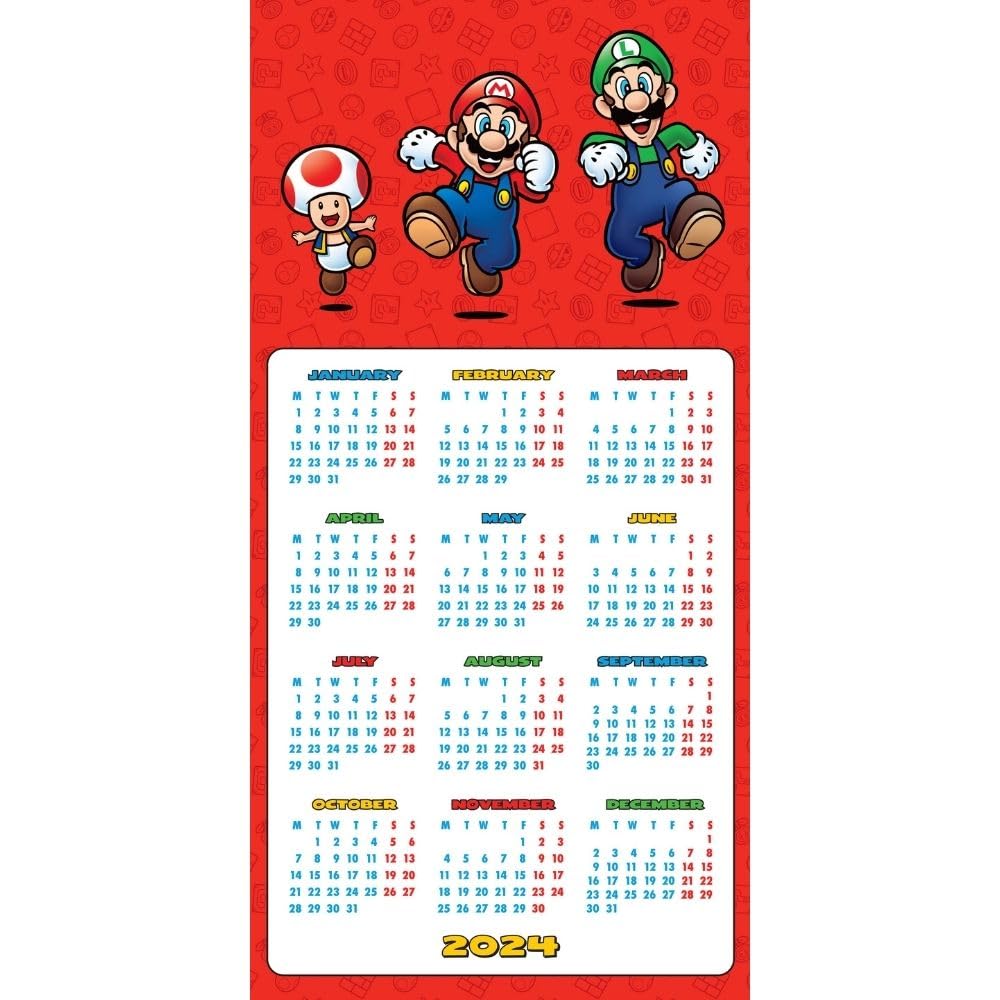 2024 Super Mario Family Square Wall Calendar