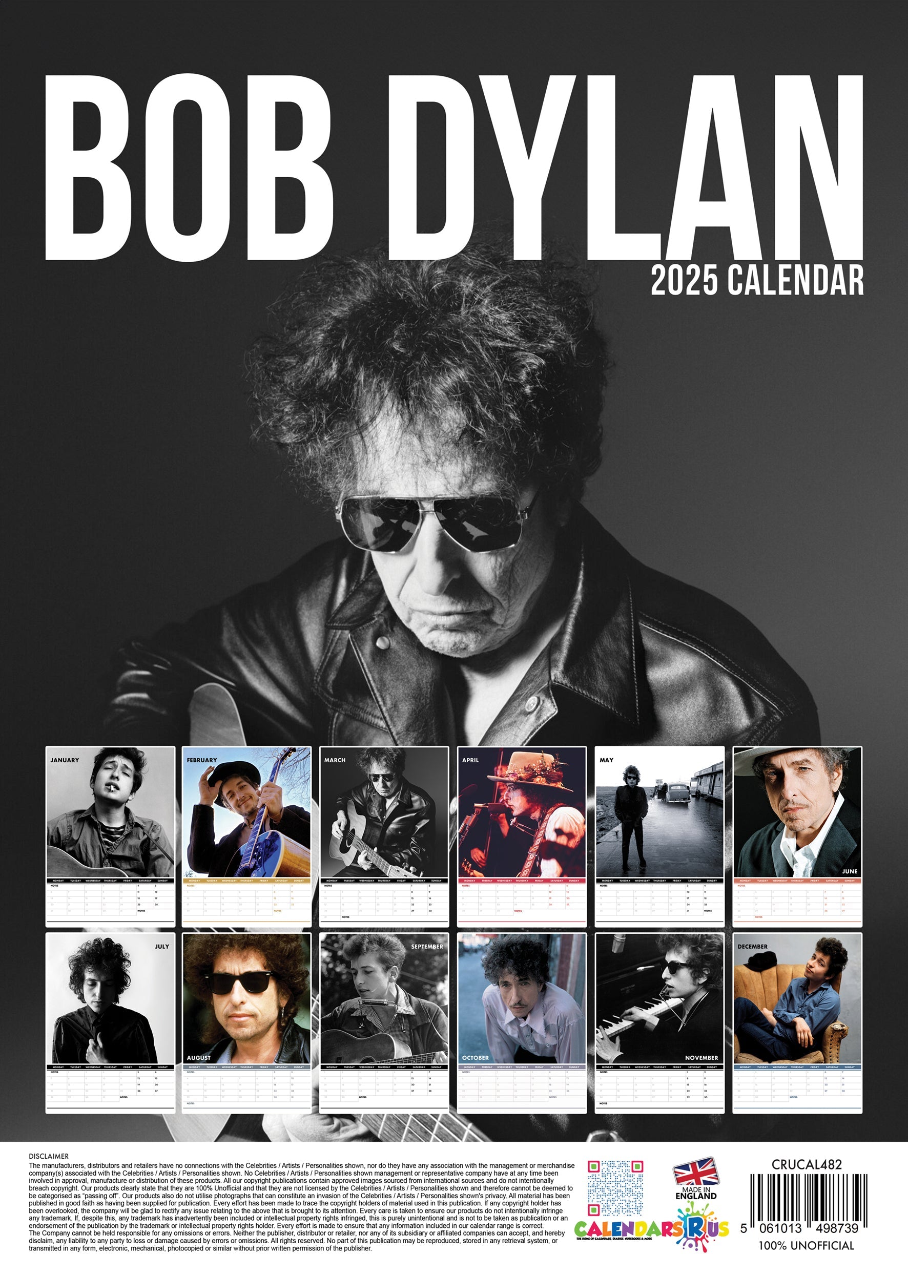 2025 Bob Dylan - A3 Wall Calendar