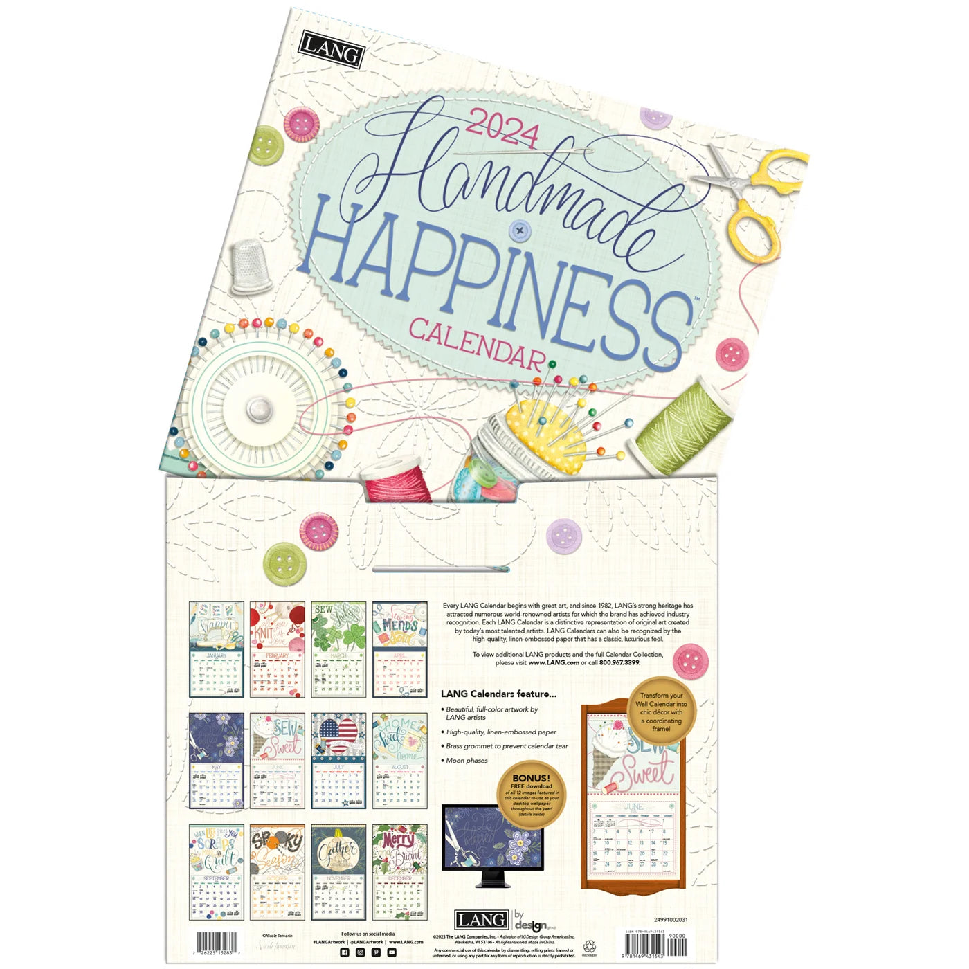 2024 LANG Handmade Happiness By Nicole Tamarin - Deluxe Wall Calendar