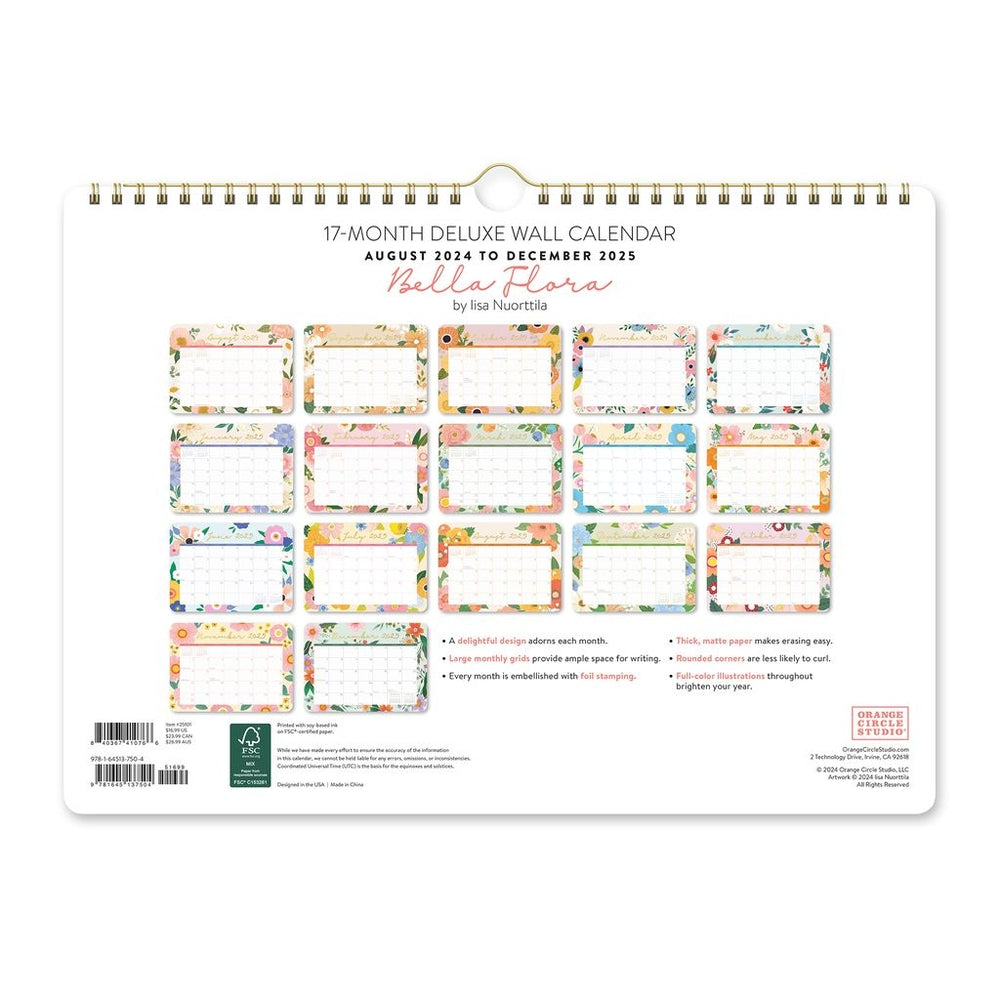 2025 Bella Flora - Deluxe Wall Calendar