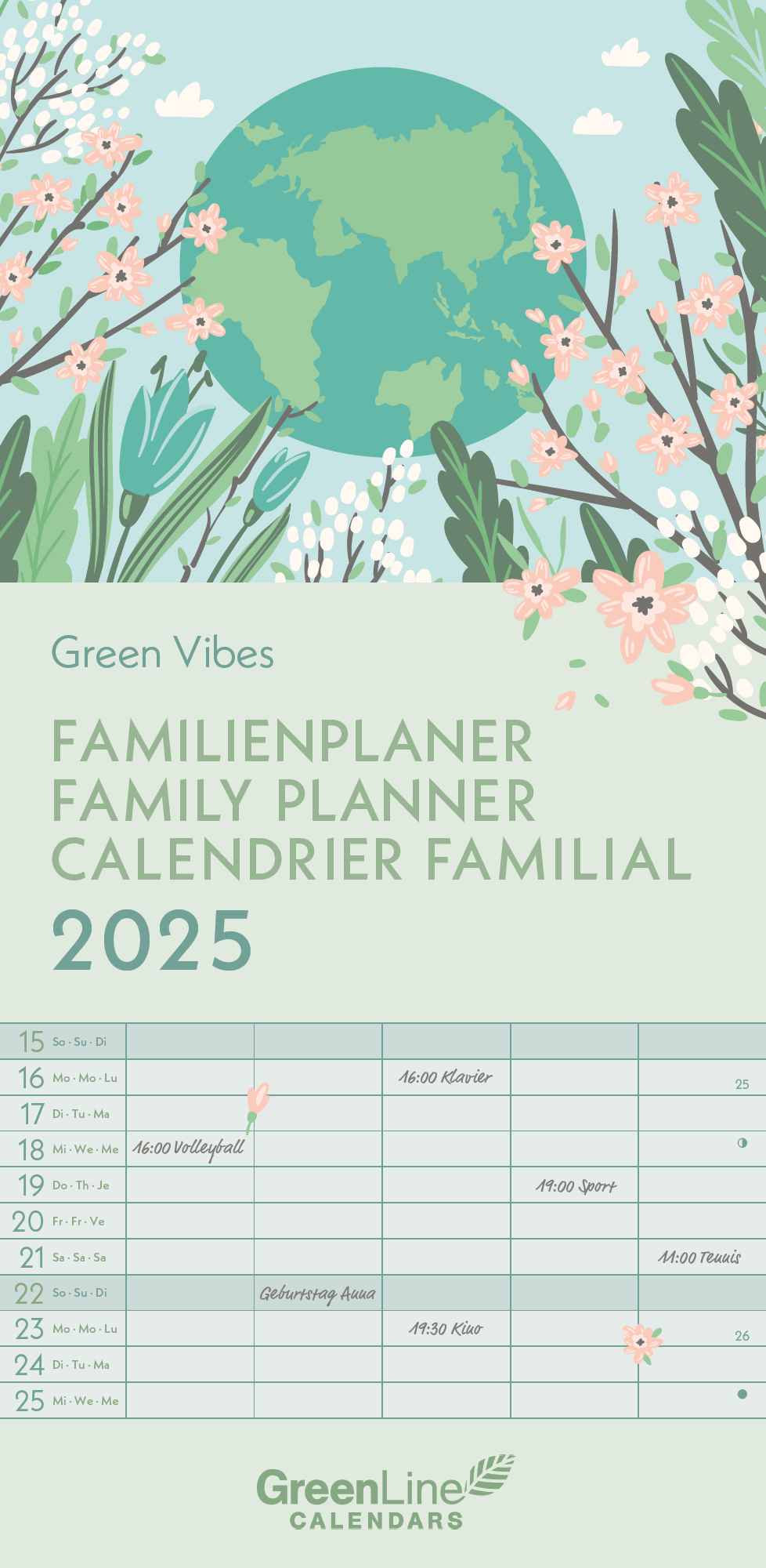 2025 Green Vibes - Family Planner - Deluxe Wall Calendar