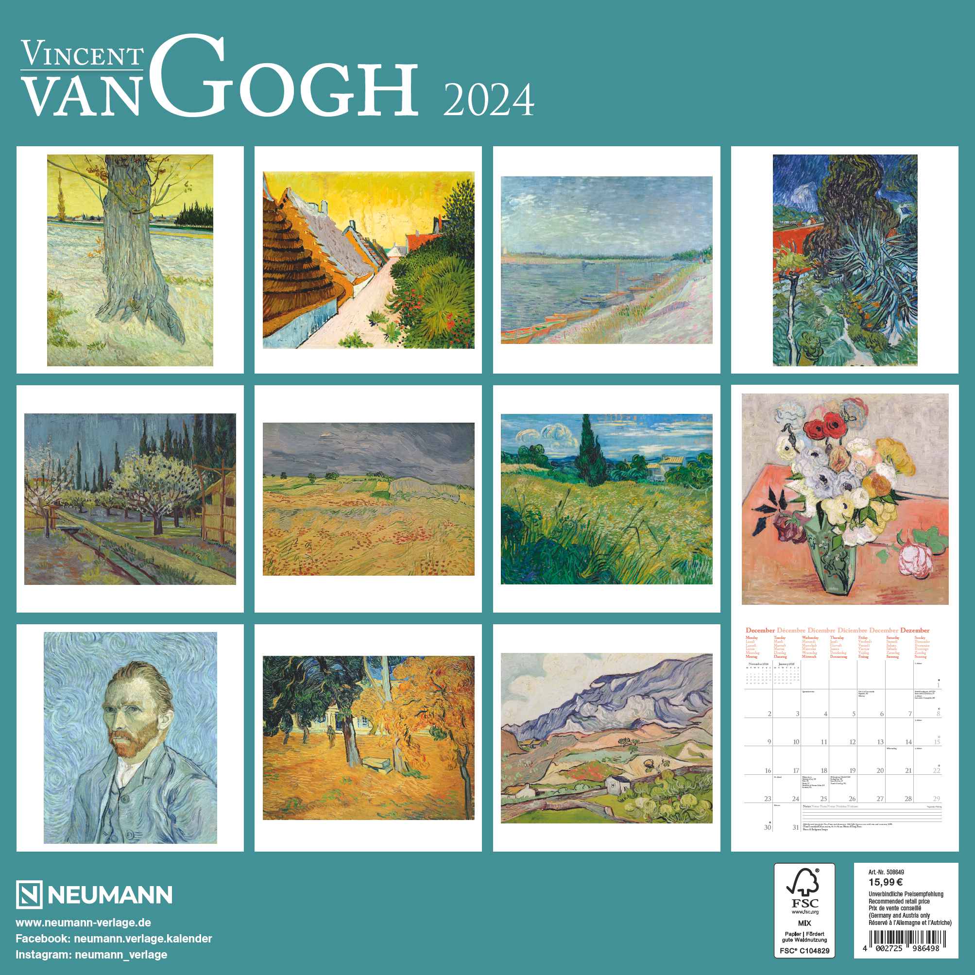 2024 Vincent Van Gogh (Neumann) - Square Wall Calendar  SOLD OUT