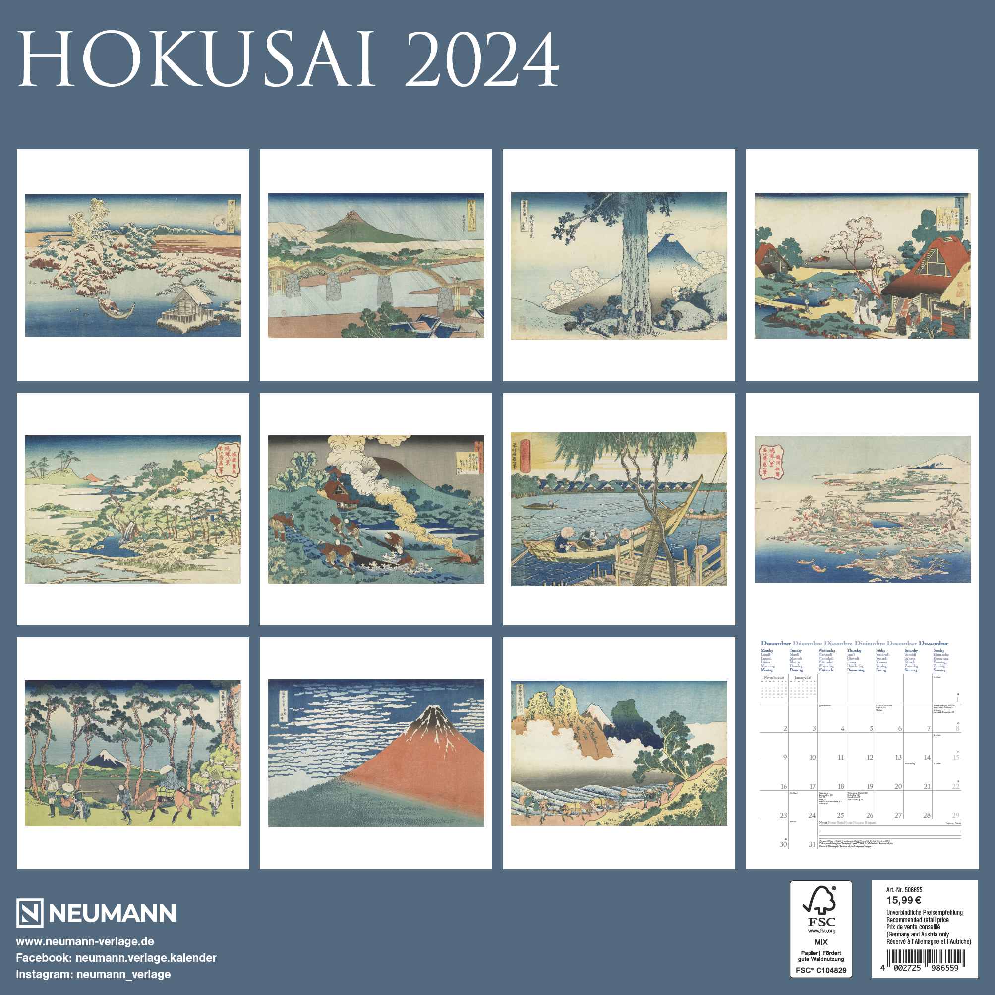 2024 Hokusai (Neumann)- Square Wall Calendar  SOLD OUT