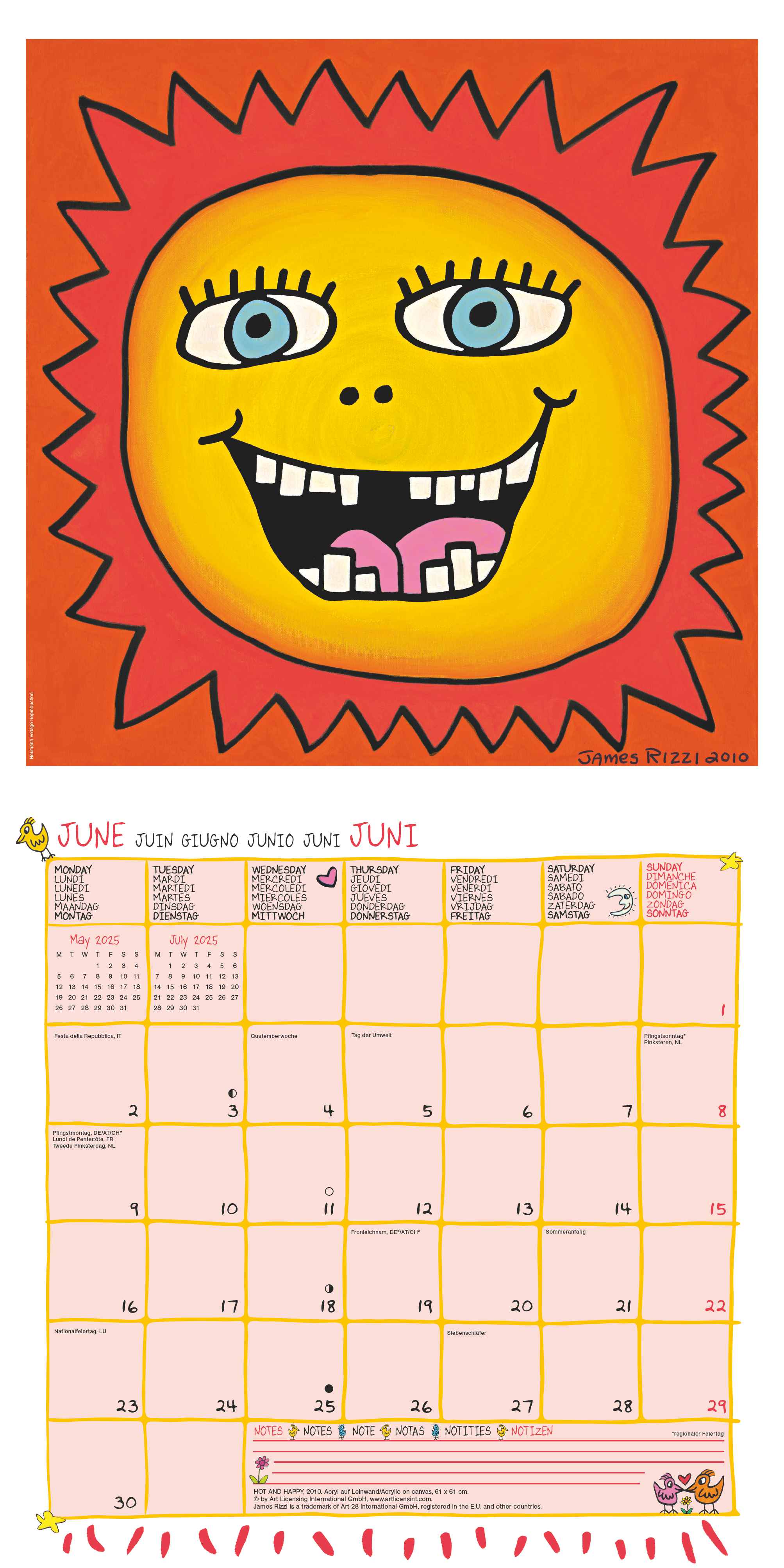 2025 James Rizzi - Square Wall Calendar