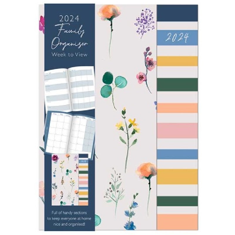 2024 White Floral Botanics - Weekly Family Organiser Diary/Planner  SOLD OUT