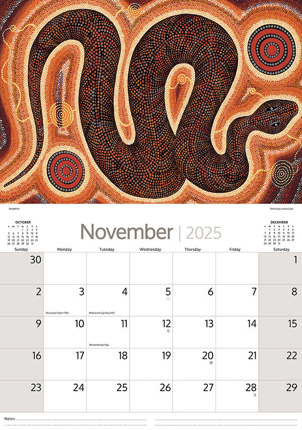 2025 Aboriginal Art By Artique - Horizontal Wall Calendar