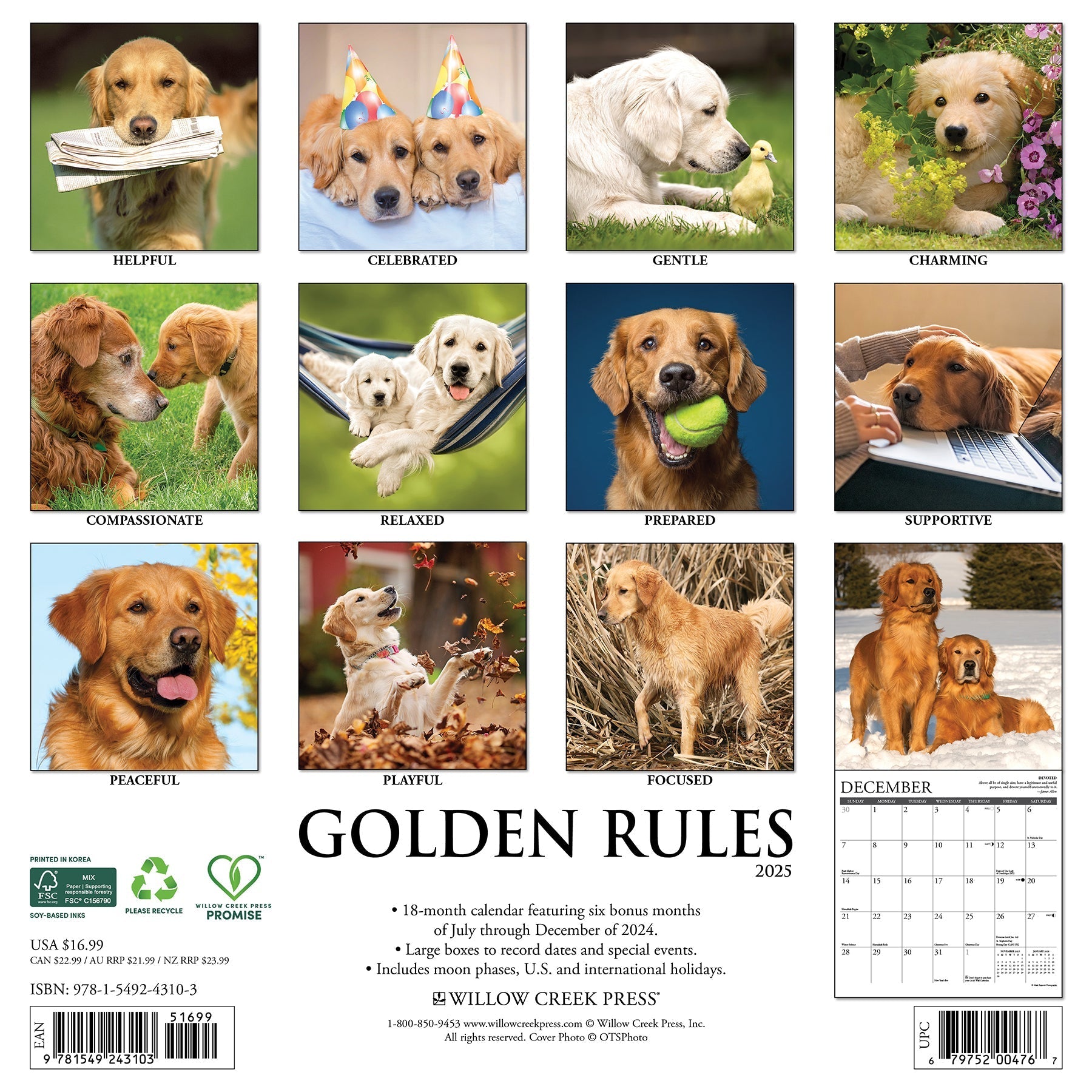 2025 Golden Rules - Square Wall Calendar