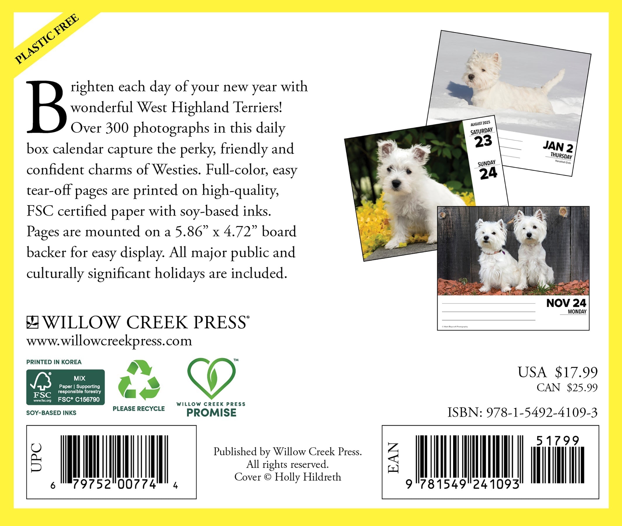 2025 Westies - Daily Boxed Page-A-Day Calendar