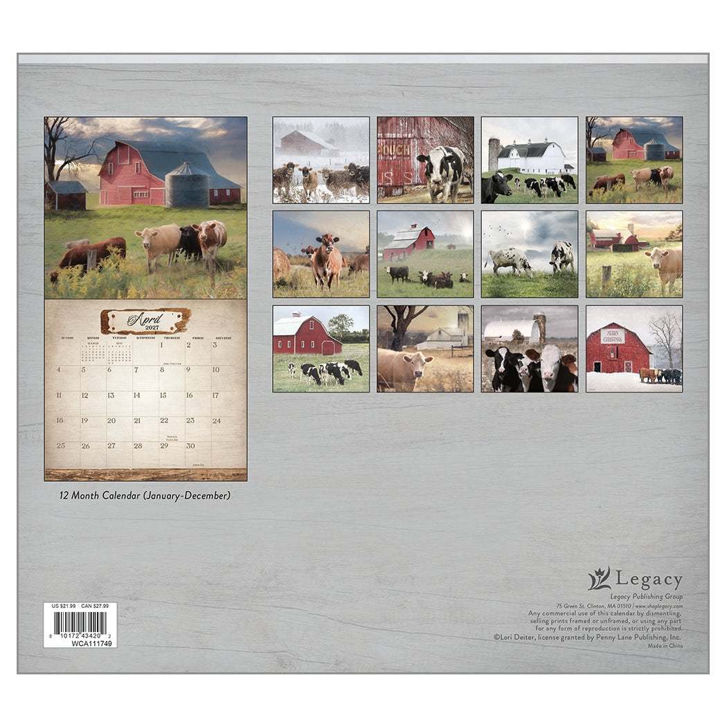 2027 Cow Calendar - Deluxe Wall Calendar by Lori Deiter