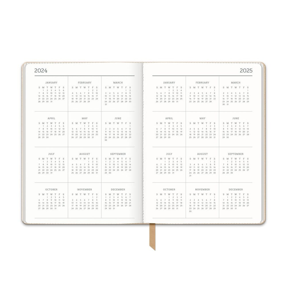 2025 Leaves on Hazelnut Medium Dual - Textured Weekly & Monthly Diary/Planner