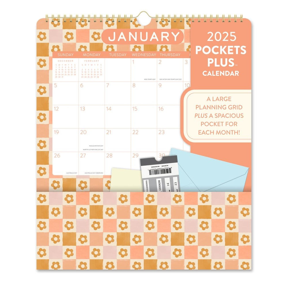 2025 Very Vintage Pockets Plus - Deluxe Wall Calendar