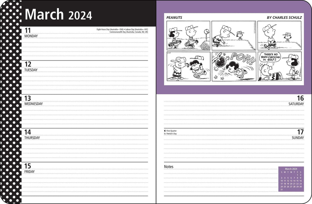2024 Peanuts Monthly Weekly Diary/Planner