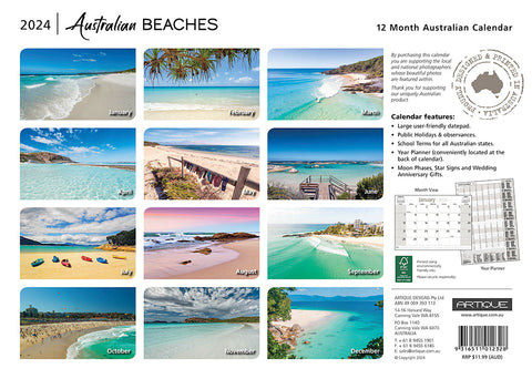 2024 Australian Beaches (by Artique) - Horizontal Wall Calendar