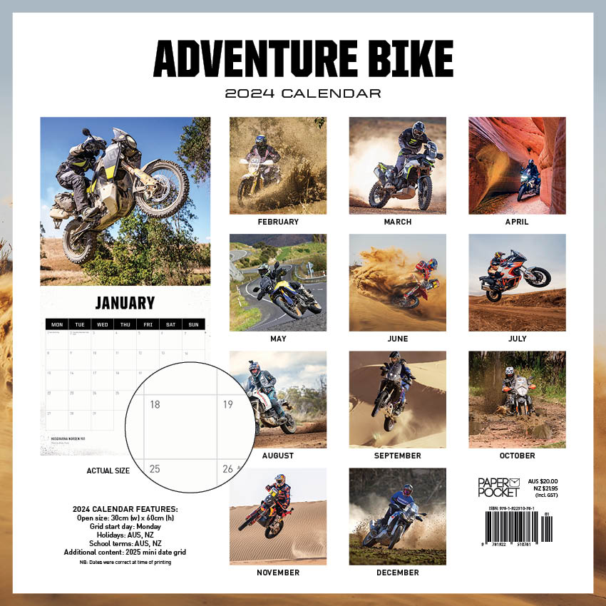 2024 Adventure Bike Square Wall Calendar