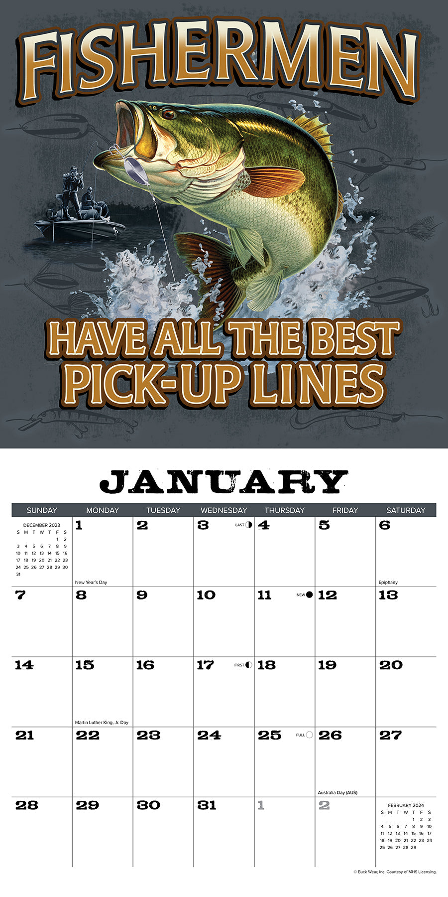 2024 Buck Wear's Fishing Tales - Square Wall Calendar - Hobbies 