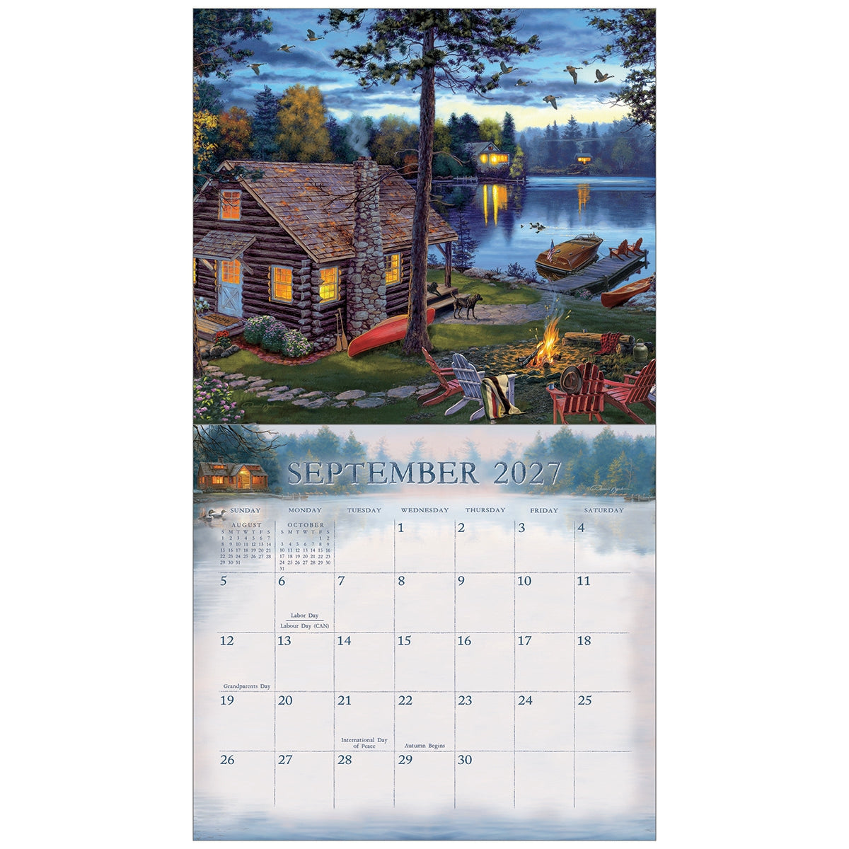 2027 Cabin View - Deluxe Wall Calendar by Dan DiPaolo