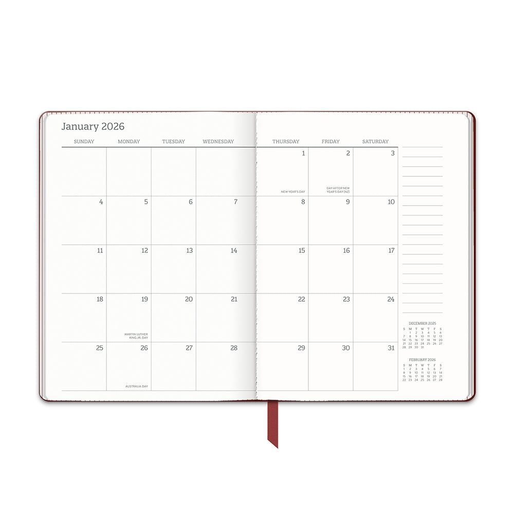2026 Dots On Burgundy - Medium Dual-Textured Monthly & Weekly Diary/Planner