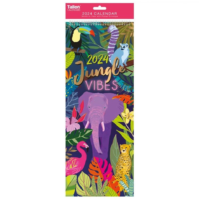 2024 Jungle Vibes Super Slim Wall Calendar