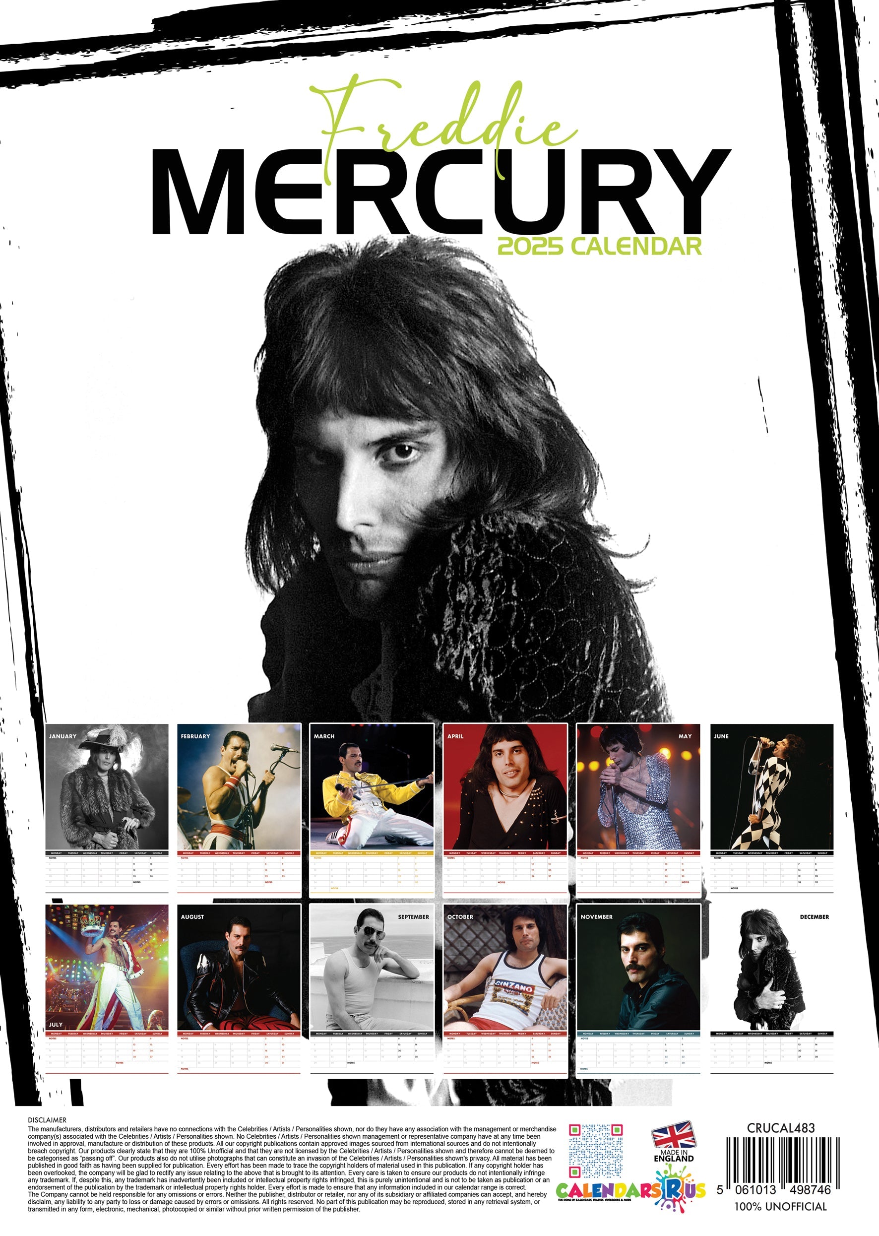 2025 Freddie Mercury - A3 Wall Calendar