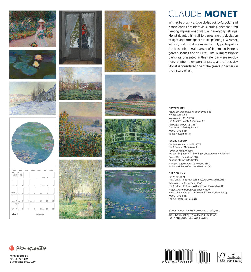 2024 Claude Monet - Square Wall Calendar  SOLD OUT