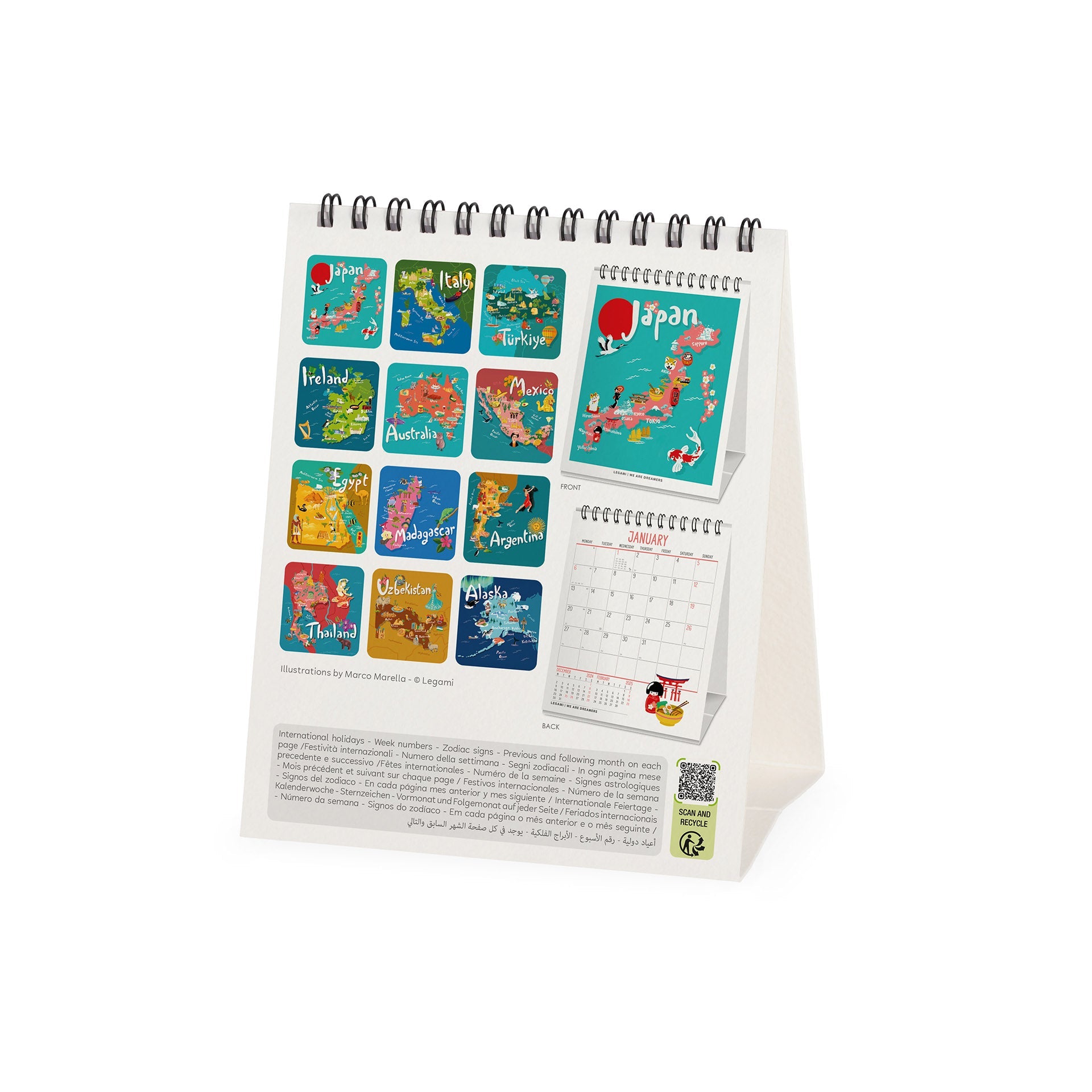 2025 Let's Travel The World - Desk Easel Calendar