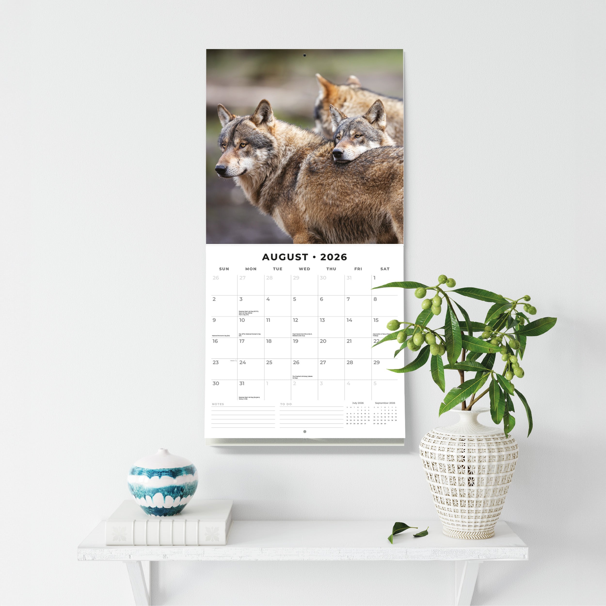 2026 Wolves - Square Wall Calendar
