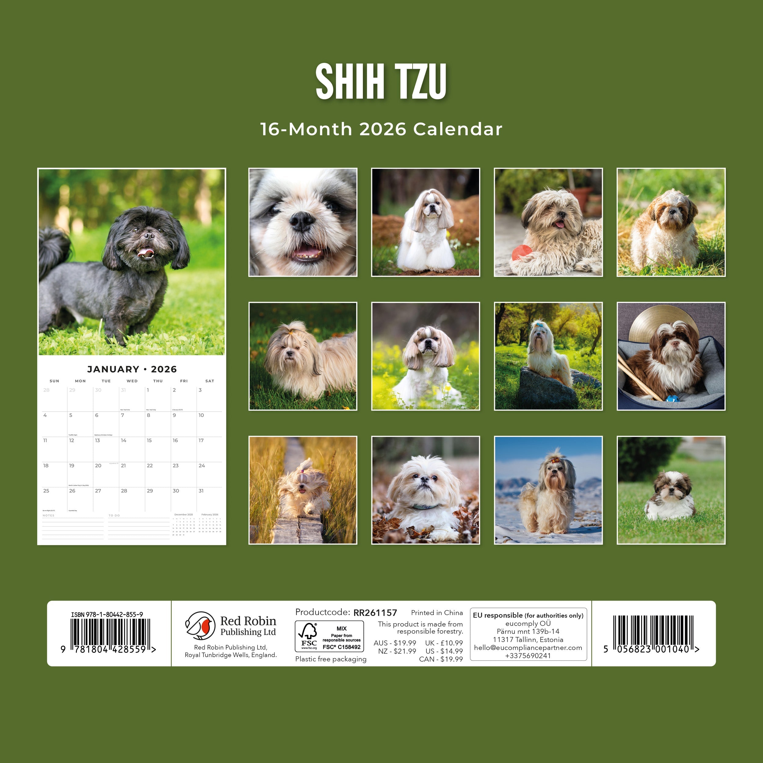 2026 Shih Tzu - Square Wall Calendar