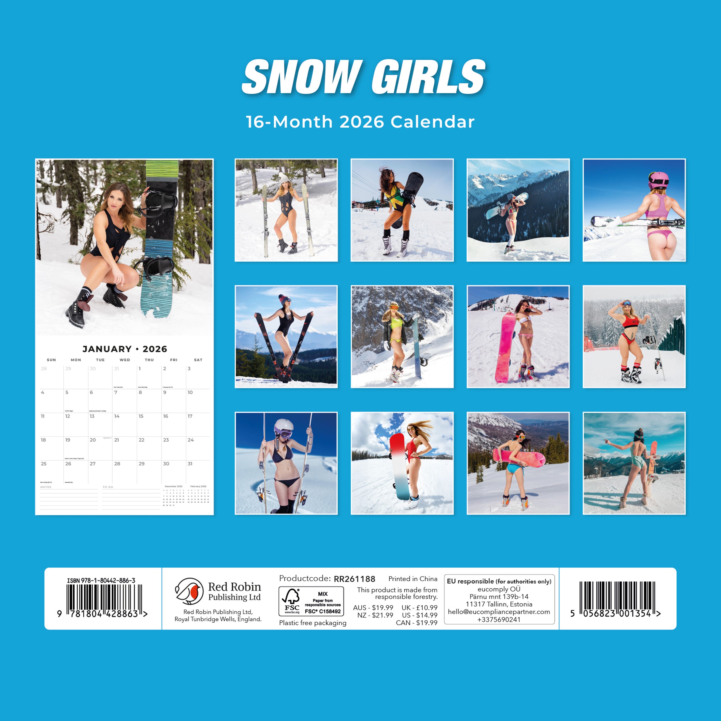 2026 Snow Girls - Square Wall Calendar